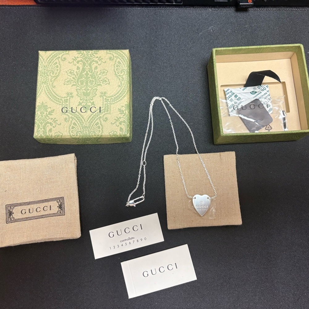 Gucci Silver Heart Necklace